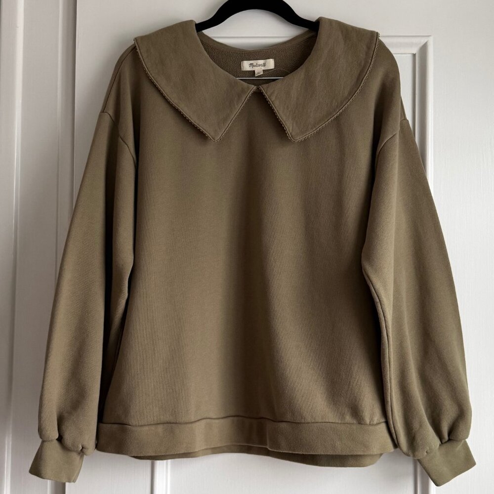Madewell (Re)sourced Cotton Collared Olive Sweatshirt Medium soft relaxed
